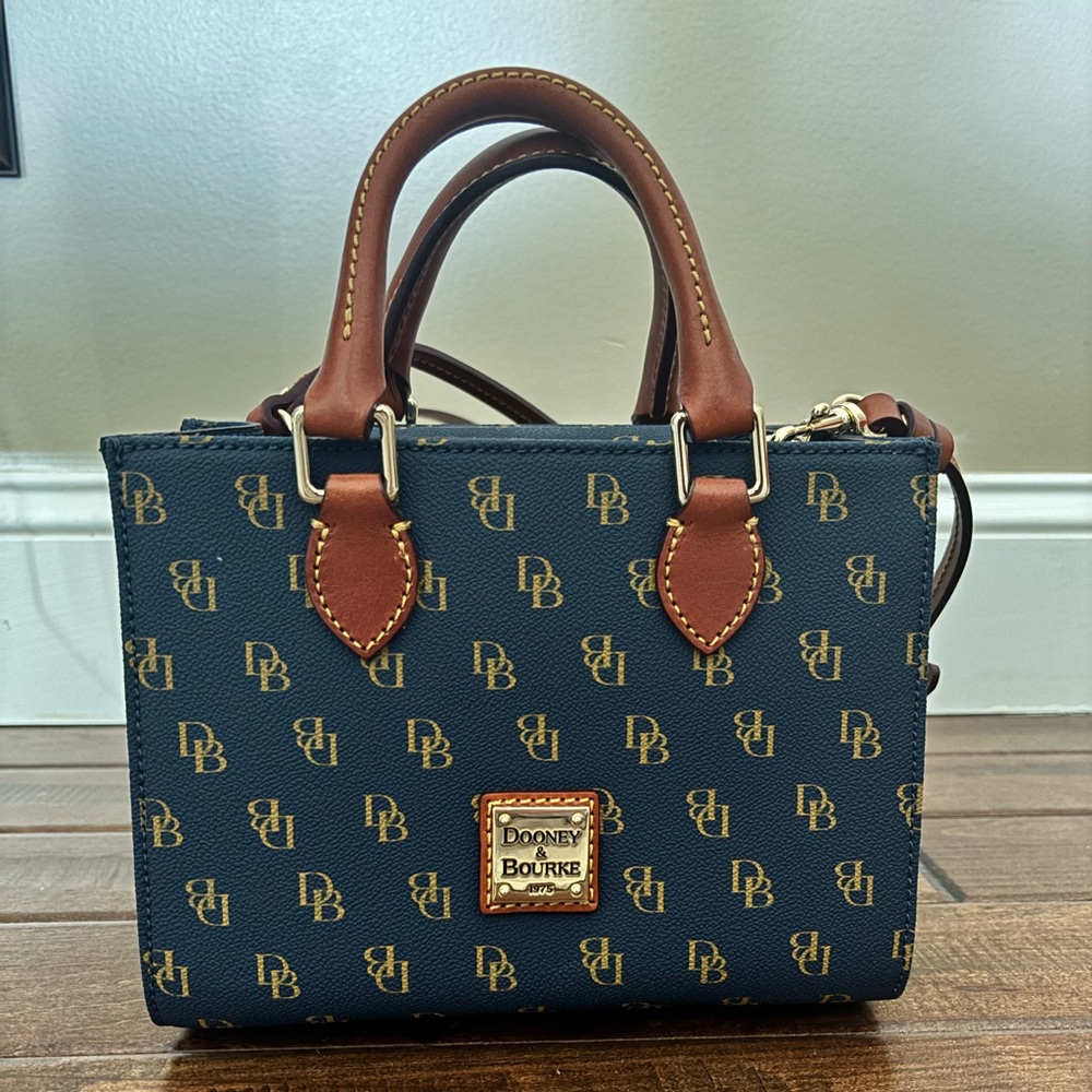 Dooney & Bourke Navy and Brown Satchel